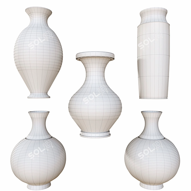 Chinese Style Ceramic Vase 3D model image 2