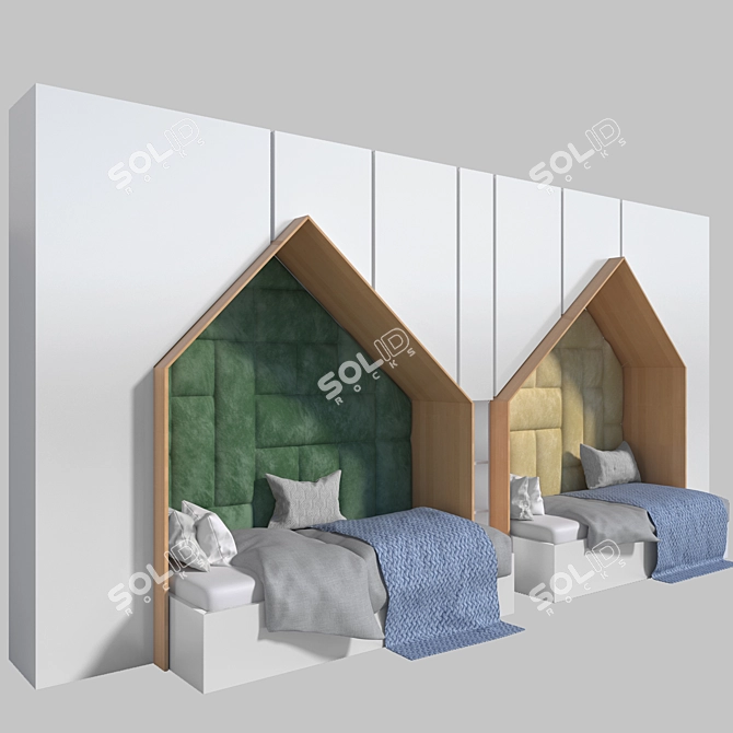 Elegant Queen Bedroom Set 3D model image 1