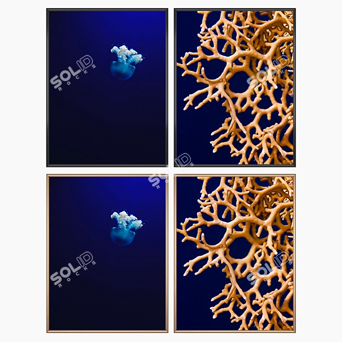 Elegant Wall Art Set with Multiple Frames 3D model image 2