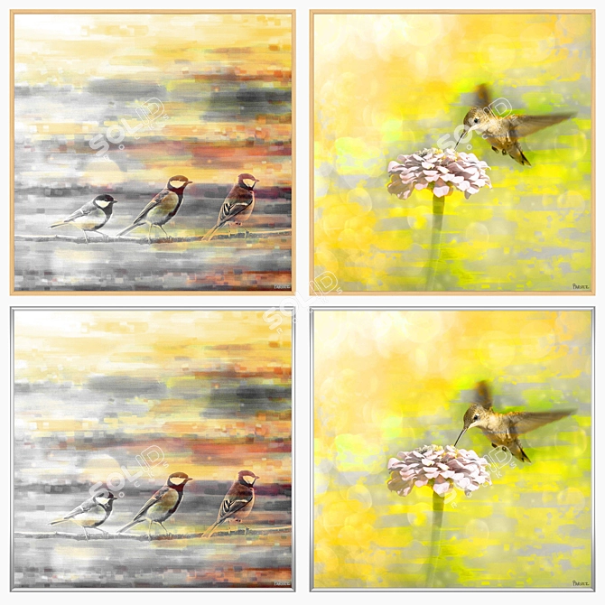 2-Piece Wall Painting Set with 4 Frame Options 3D model image 3