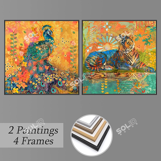 Versatile Set of Wall Paintings & Frames 3D model image 1