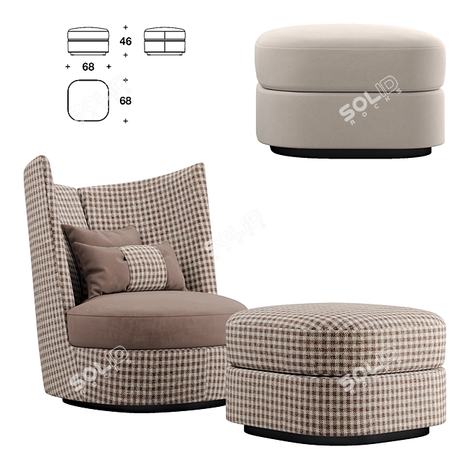 Contour Club: Elegant and Intimate Armchair 3D model image 2