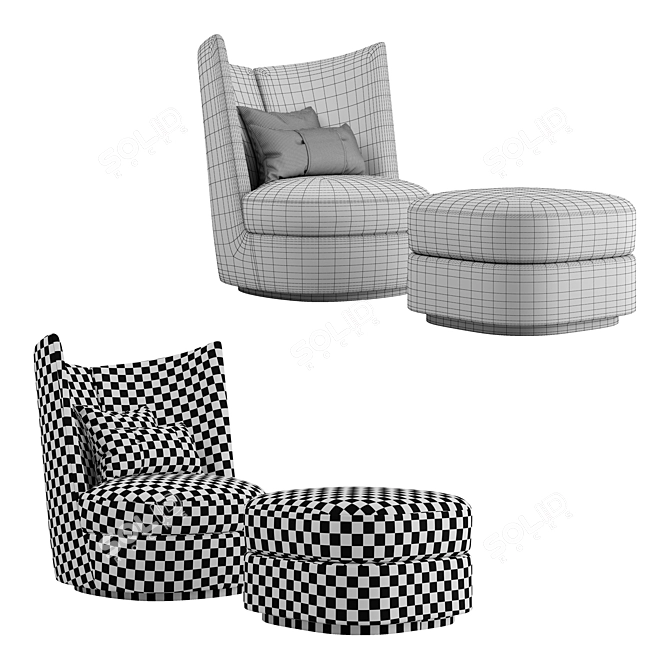 Contour Club: Elegant and Intimate Armchair 3D model image 3