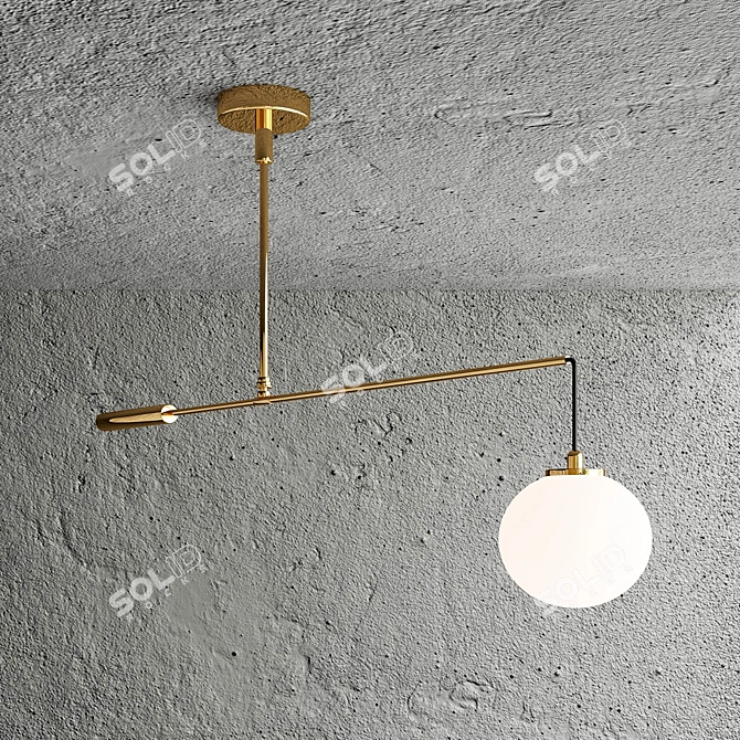 Sleek Brass Pendant Lamp 3D model image 2