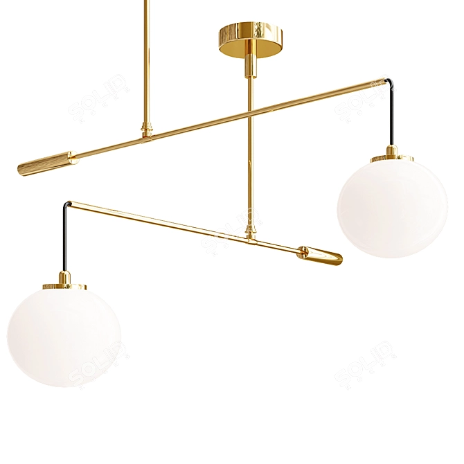 Sleek Brass Pendant Lamp 3D model image 3