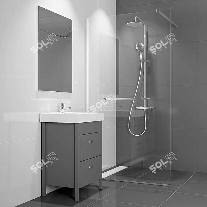 Modern Bathroom Set 3D model image 1