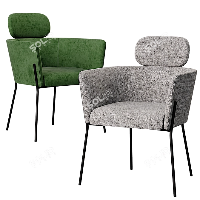  Elegant Gray Velvet Ange Chair 3D model image 1