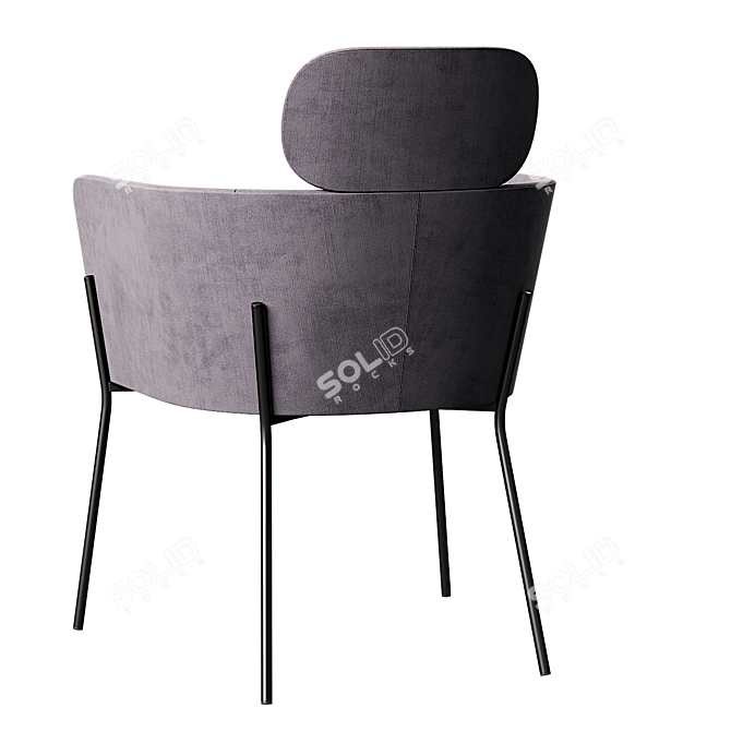  Elegant Gray Velvet Ange Chair 3D model image 3