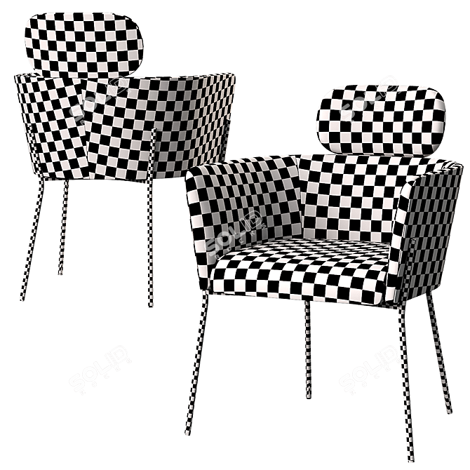  Elegant Gray Velvet Ange Chair 3D model image 4