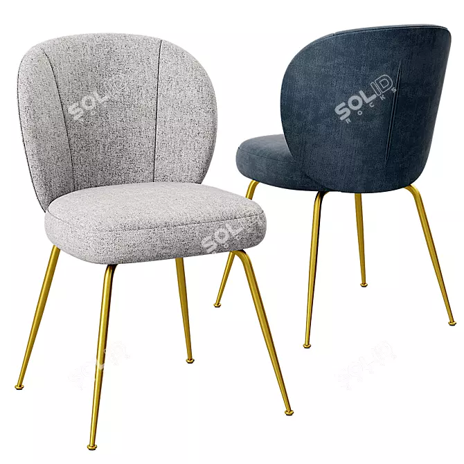 Elegant Greer Upholstered Dining Chair 3D model image 1