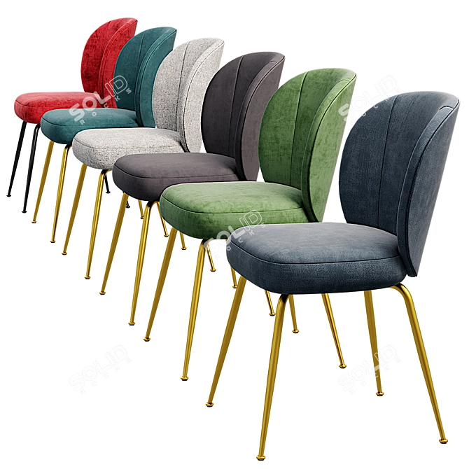 Elegant Greer Upholstered Dining Chair 3D model image 2