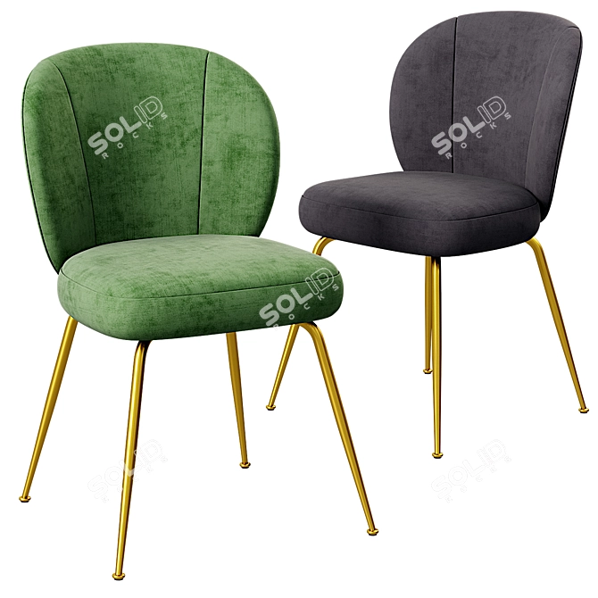 Elegant Greer Upholstered Dining Chair 3D model image 3