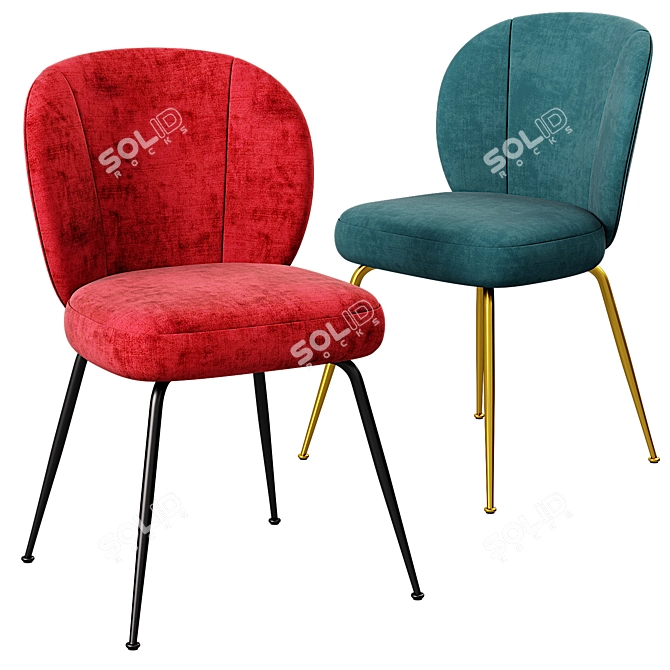 Elegant Greer Upholstered Dining Chair 3D model image 4