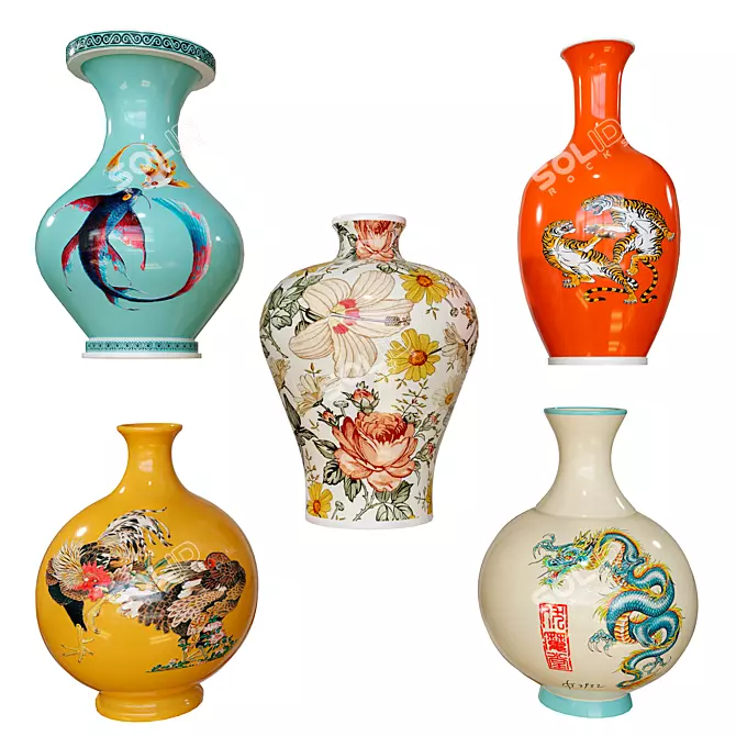 Chinese Style Vase: Authentic Design 3D model image 1