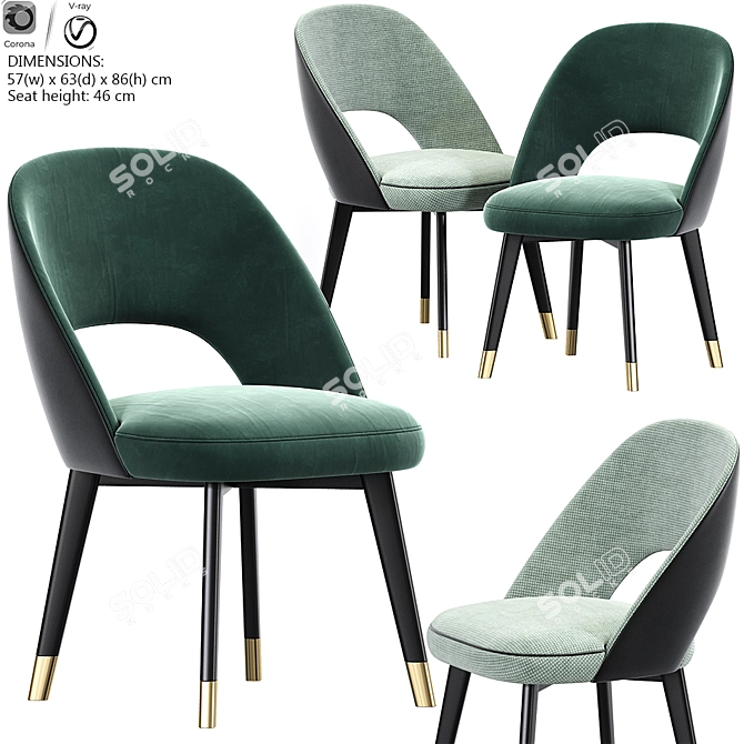 Elegant Baxter Colette Dining Chair 3D model image 1