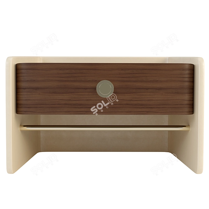 Luxury Walnut Nightstand with Brass Accents 3D model image 3