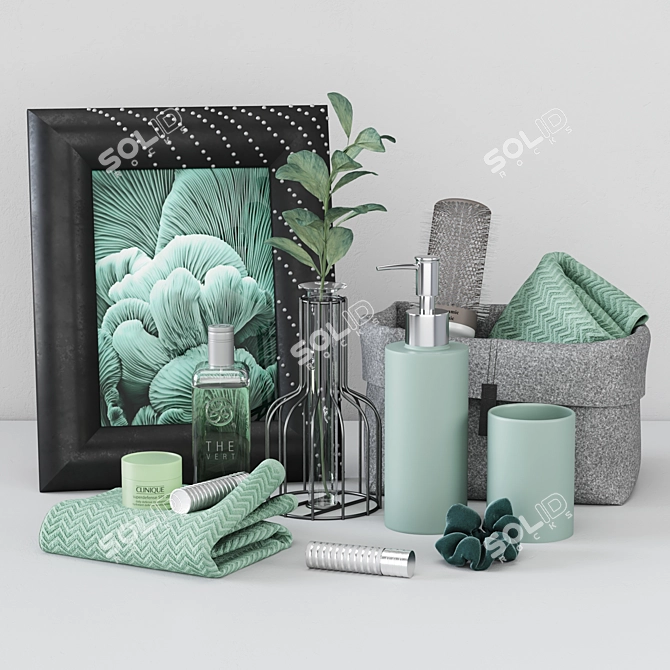 Mint Fresh Bathroom Set 3D model image 1