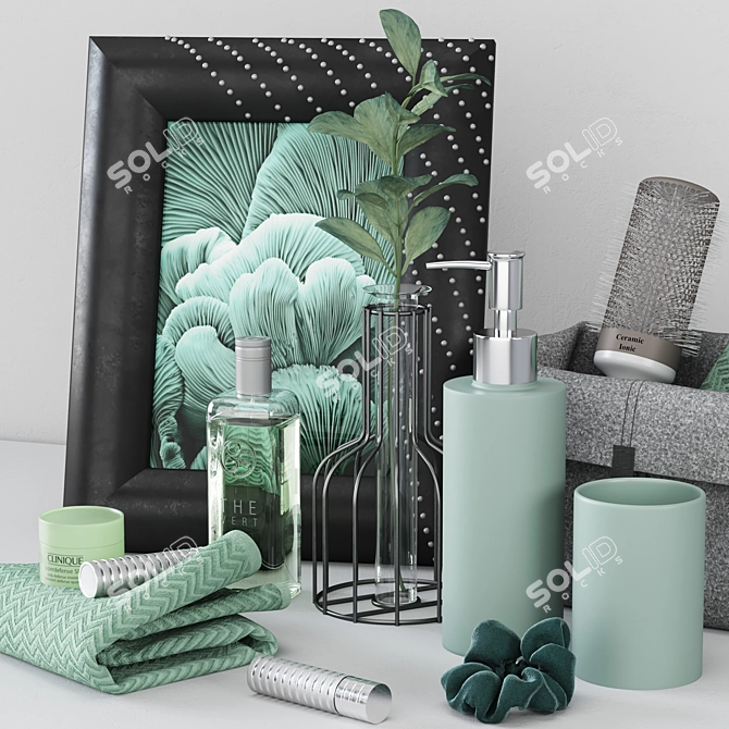 Mint Fresh Bathroom Set 3D model image 2