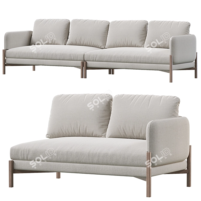 French Flair: JULES 2-Seater Unit 3D model image 1