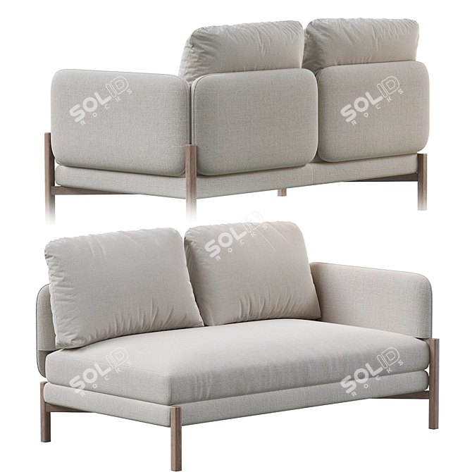 French Flair: JULES 2-Seater Unit 3D model image 2