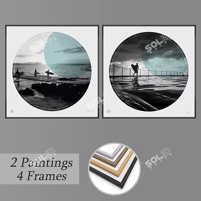 Elegant Set of Wall Paintings 3D model image 1