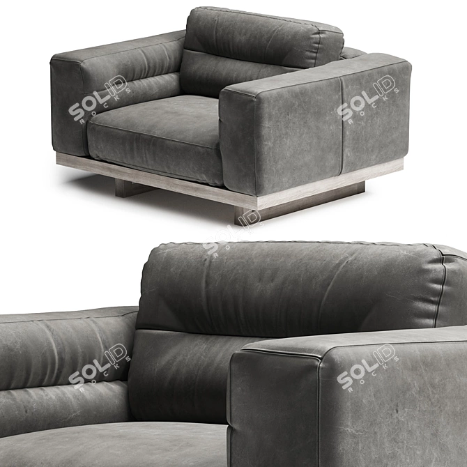 Luxe Leather Durrell Armchair 3D model image 2