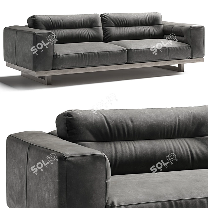 Vintage Luxe Leather Sofa 3D model image 1