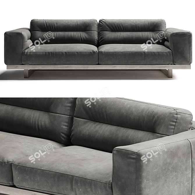 Vintage Luxe Leather Sofa 3D model image 2