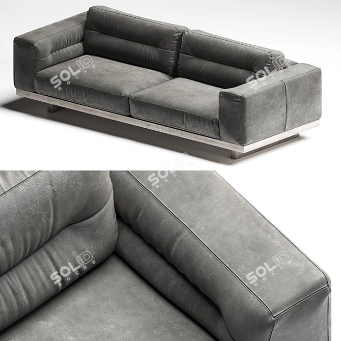 Vintage Luxe Leather Sofa 3D model image 3