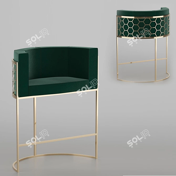 Modern Metal Bar Stool 3D model image 1