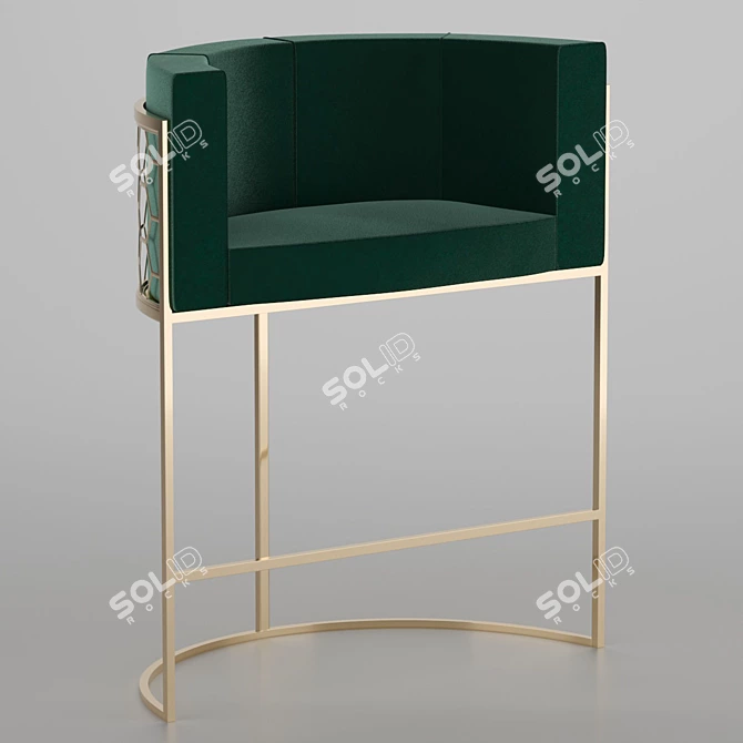 Modern Metal Bar Stool 3D model image 2