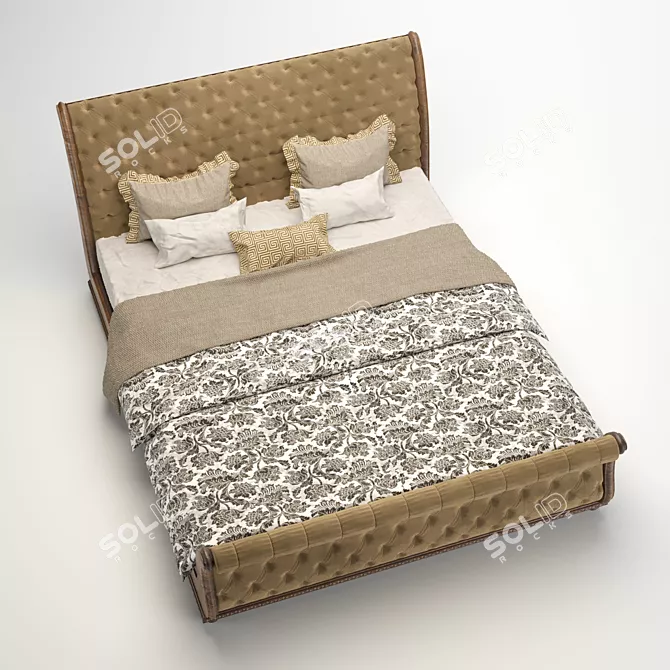 Elegant Sleigh Bed with Unwrapped UVs 3D model image 3