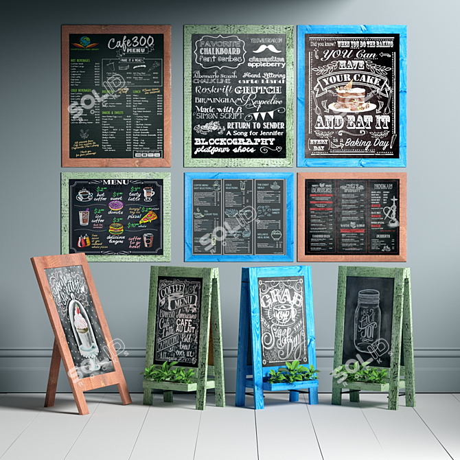 Colorful Chalkboard Planters 3D model image 1