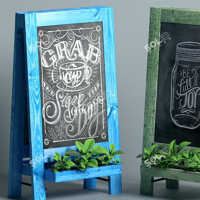 Colorful Chalkboard Planters 3D model image 2