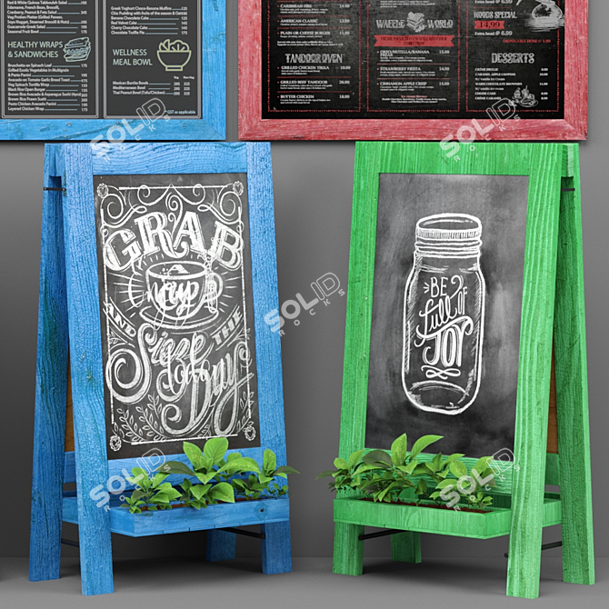 Colorful Chalkboard Planters 3D model image 9