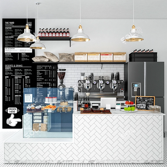 Exquisite Coffee Shop Interior 3D model image 1