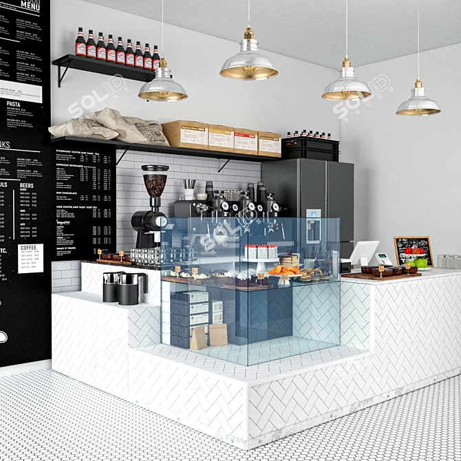 Exquisite Coffee Shop Interior 3D model image 2