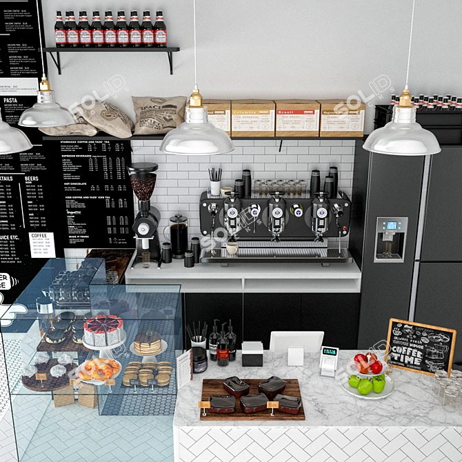 Exquisite Coffee Shop Interior 3D model image 3