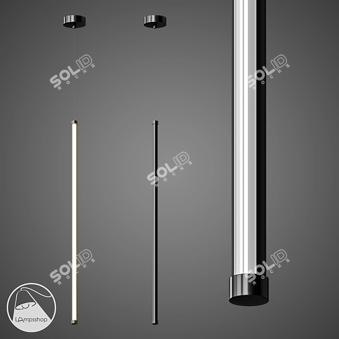 Sleek LED Black Lamp Sticks 3D model image 1