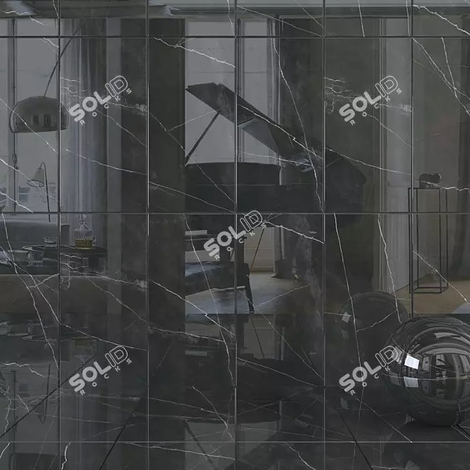 Quasar Black Wall Tiles: Stylish & Versatile 3D model image 1