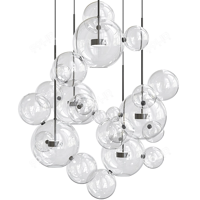 Bolle Circular Chandelier 24 Bubble: Stunning Lighting Statement 3D model image 5