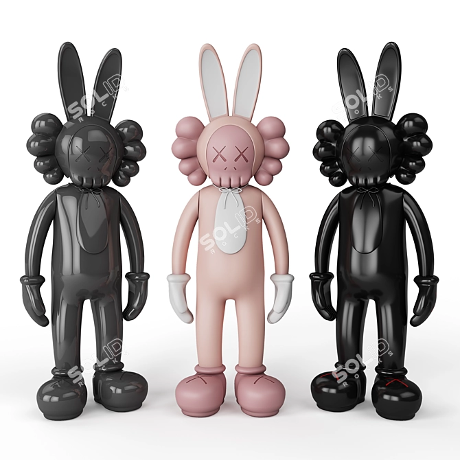 Colorful Rabbit KAWS BFF: Unique 3D Model 3D model image 1