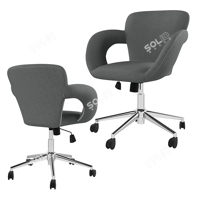 2-in-1 Office Chair: Grey & Brown Fabrics 3D model image 12