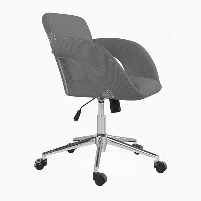2-in-1 Office Chair: Grey & Brown Fabrics 3D model image 14