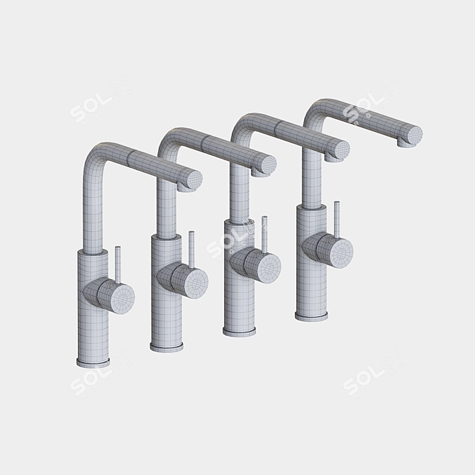 Noken Bridge Mixer: Single Handle, Rotatable Spout, Pull-out Shower, 4 Colors 3D model image 2