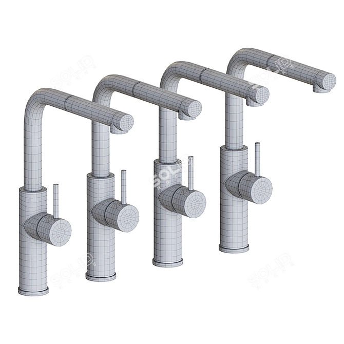 Noken Bridge Mixer: Single Handle, Rotatable Spout, Pull-out Shower, 4 Colors 3D model image 3