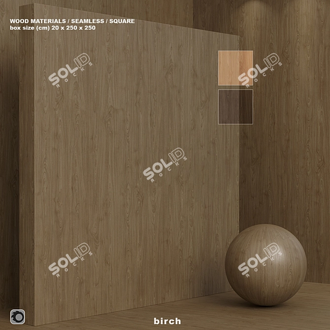 Seamless Birch Wood Set 98 3D model image 1