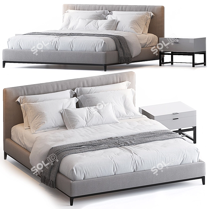 Minimalist Andersen Bed by Minotti 3D model image 1