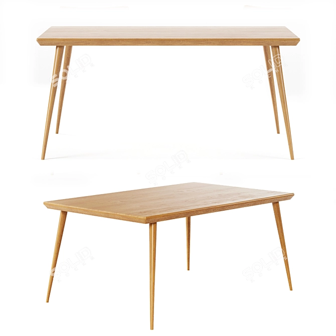 Enzo Dining Table: Georgian Beech Wood, 6-Person Capacity 3D model image 3