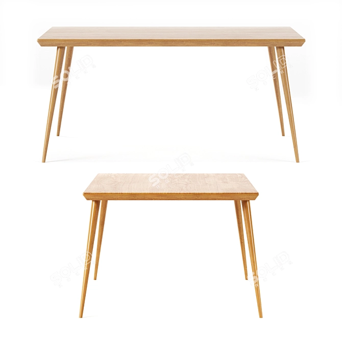 Enzo Dining Table: Georgian Beech Wood, 6-Person Capacity 3D model image 7